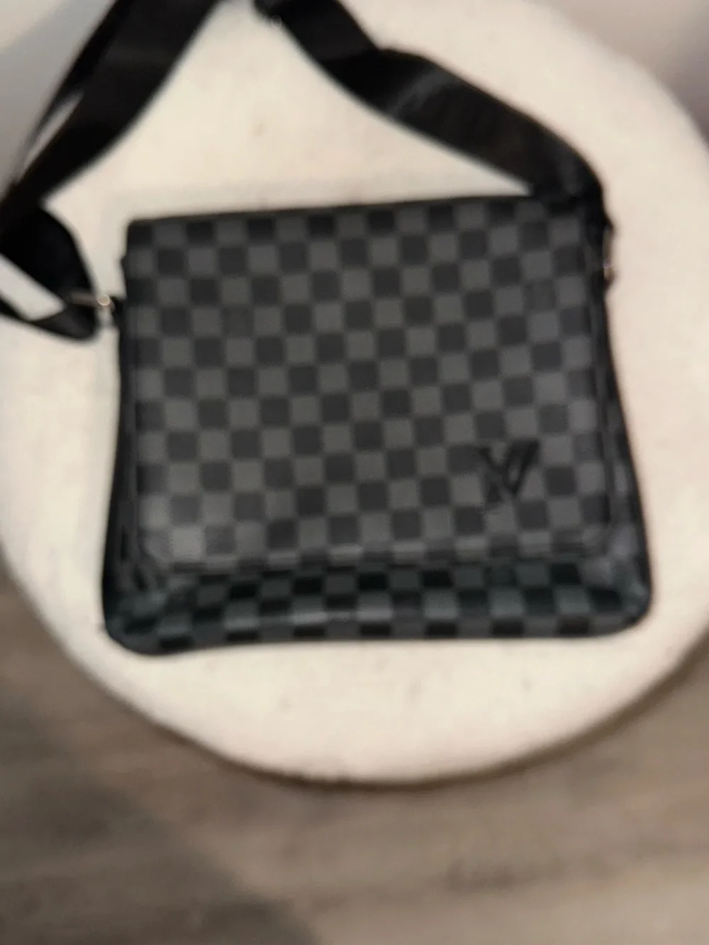 Louis Vuitton Black Damier Graphite Messenger Bag with Embossed Strap